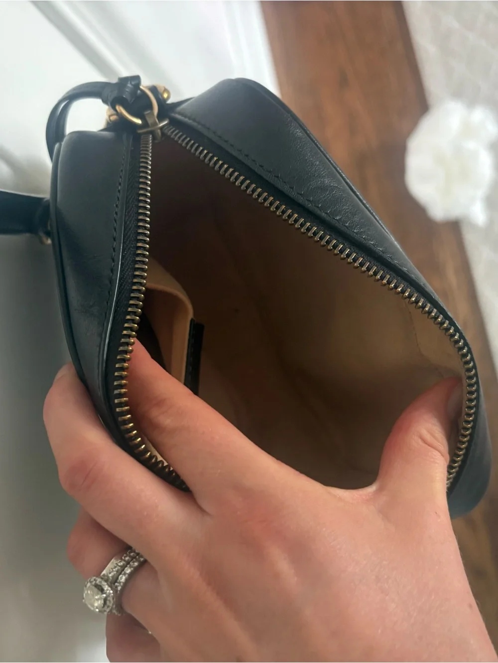 Gucci Calfskin Matelasse Mini GG Marmont Chain Shoulder Bag Black
